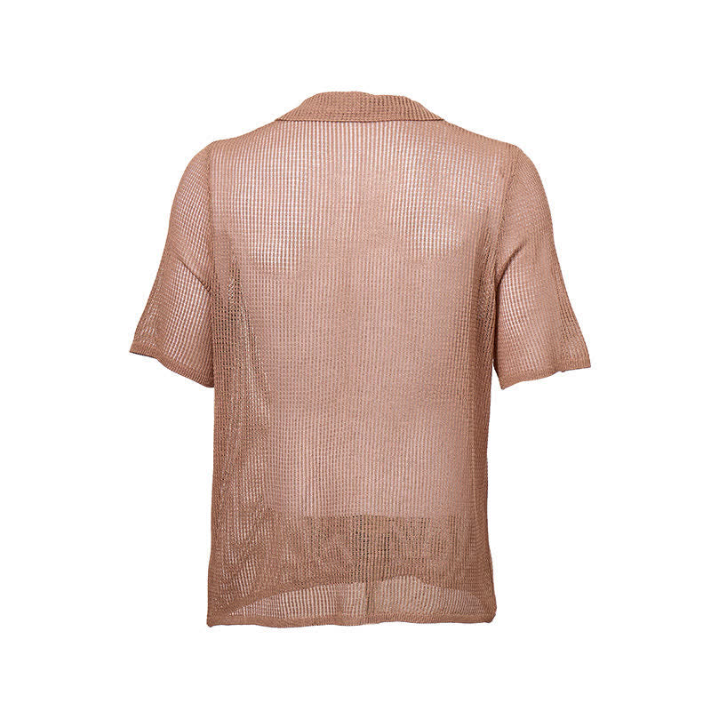 Men's Relaxed Openwork Mesh Knitted Shirt - image 8