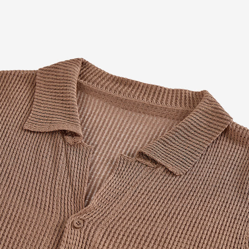 Men's Relaxed Openwork Mesh Knitted Shirt - image 3