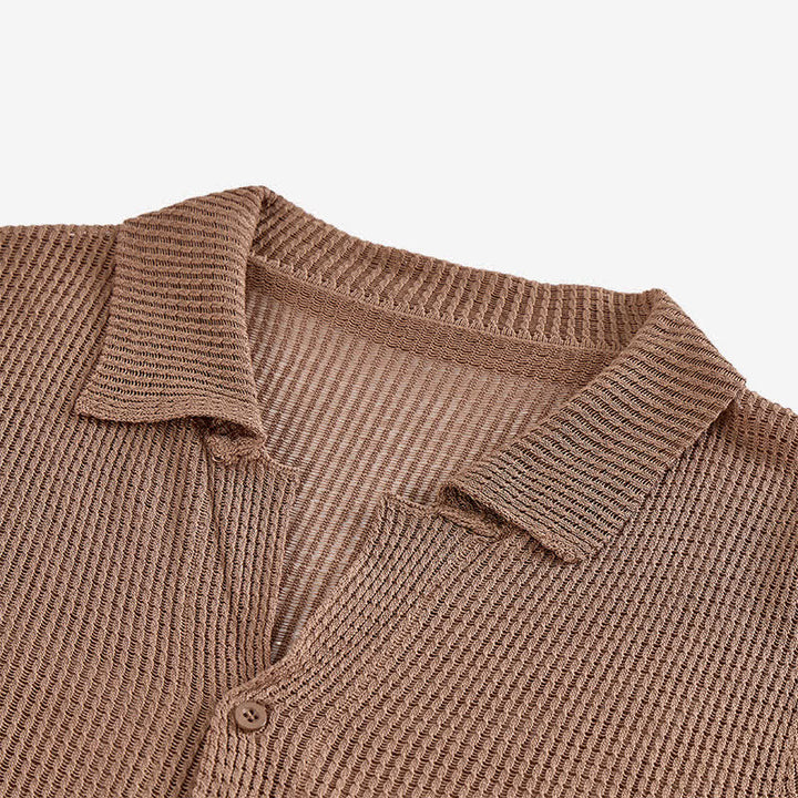 Men's Relaxed Openwork Mesh Knitted Shirt - image 3