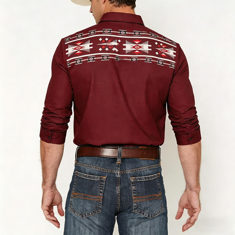 Men's Southwestern Aztec Print Button-Down Shirt - image 2