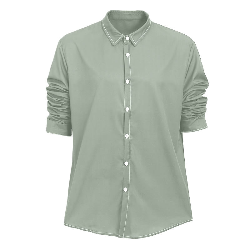 Men's Retro Style Long Sleeve Sophisticated Shirt - Light Green - 6XL - image 25