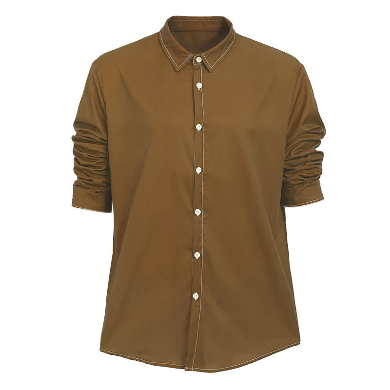 Men's Retro Style Long Sleeve Sophisticated Shirt - Brown - 6XL - image 27