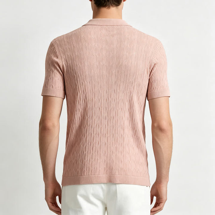 Men's Short Sleeve Button-Up Textured Knitted Shirt - image 2