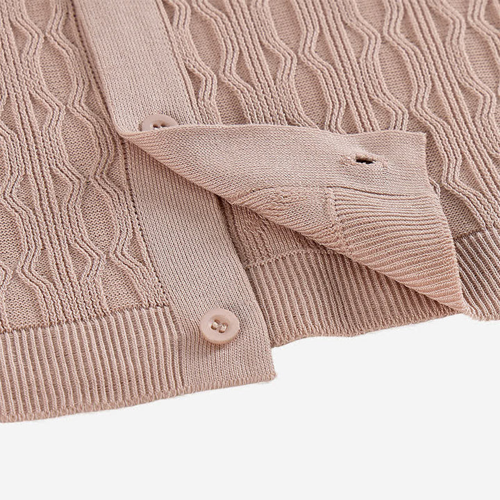 Men's Short Sleeve Button-Up Textured Knitted Shirt - image 7