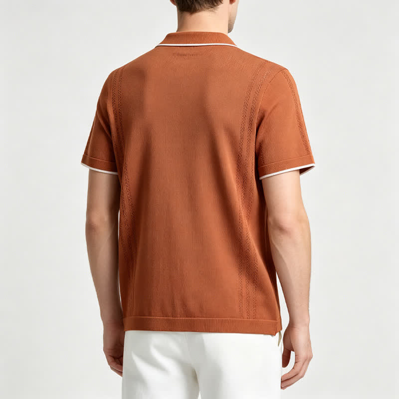 Men's Casual Summer Knitted Shirt With Contrast Trim - image 2