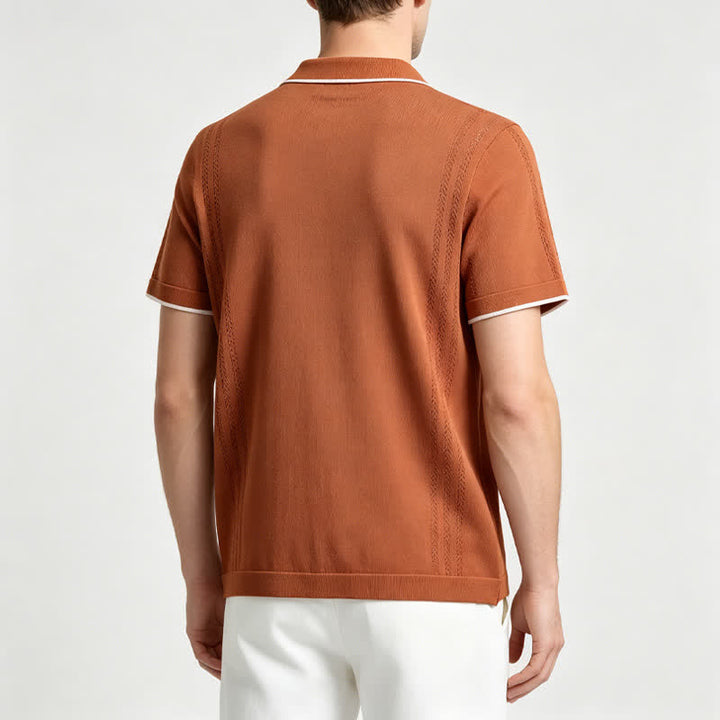 Men's Casual Summer Knitted Shirt With Contrast Trim - image 2