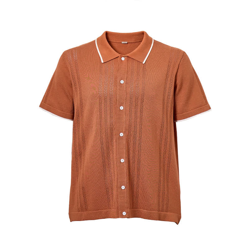 Men's Casual Summer Knitted Shirt With Contrast Trim - image 10
