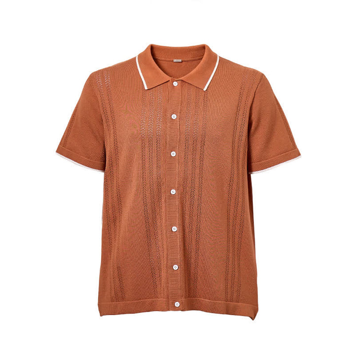 Men's Casual Summer Knitted Shirt With Contrast Trim - image 10