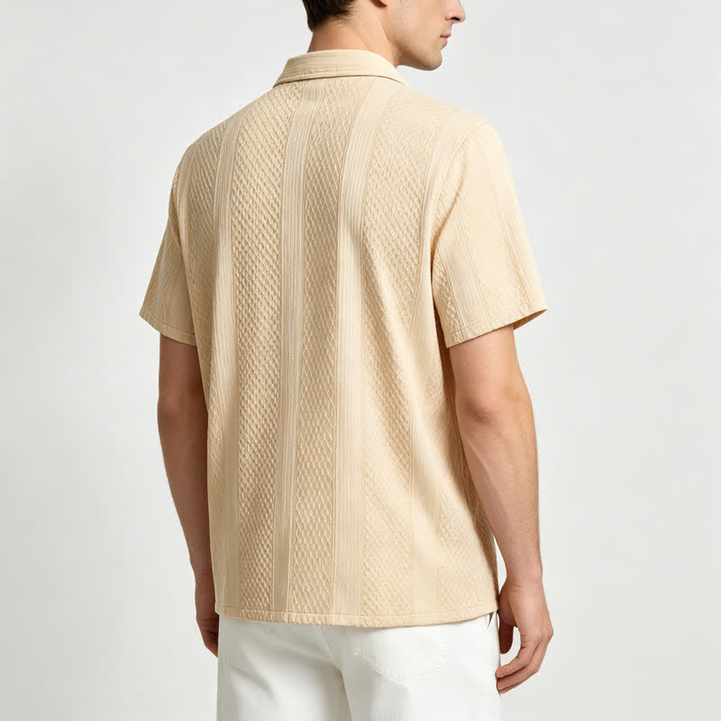Men's Retro Street Vertical Diamond Pattern Knitted Shirt - image 2