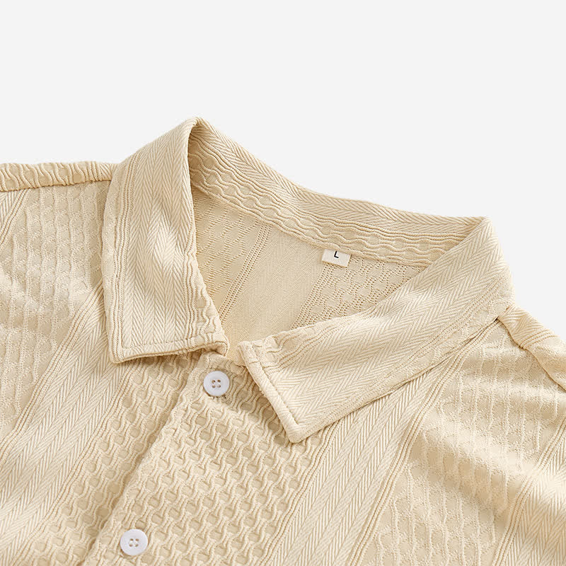 Men's Retro Street Vertical Diamond Pattern Knitted Shirt - image 5