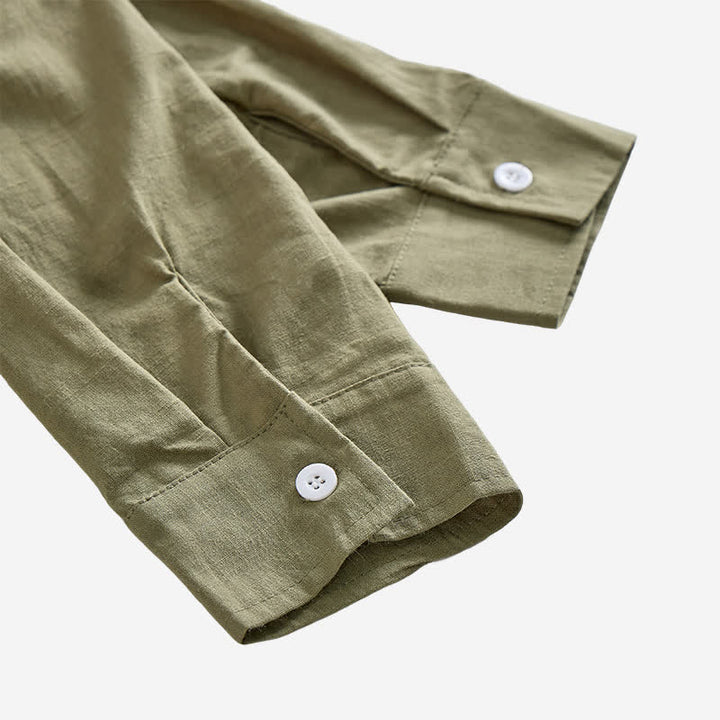 Men's Vintage Lace-Up Linen Shirt - image 8