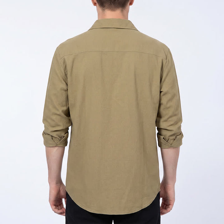 Men's Vintage Lace-Up Linen Shirt - image 2