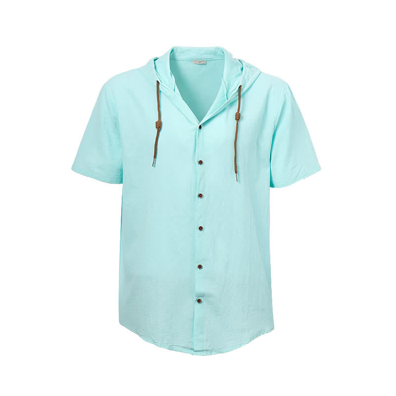 Men's Casual Hooded Lightweight Thin Linen Shirt - image 12