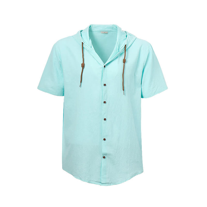 Men's Casual Hooded Lightweight Thin Linen Shirt - image 12