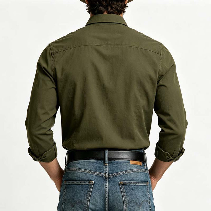 Men's Outdoor Double Pocket Workwear Long Sleeve Shirt - image 2