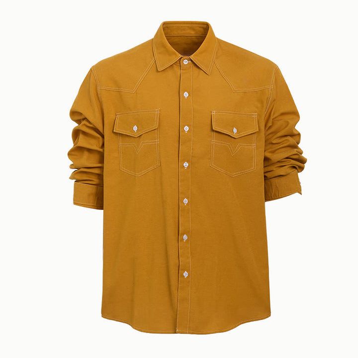 Men's Retro Western Casual Button-Down Long Sleeve Shirt - image 4