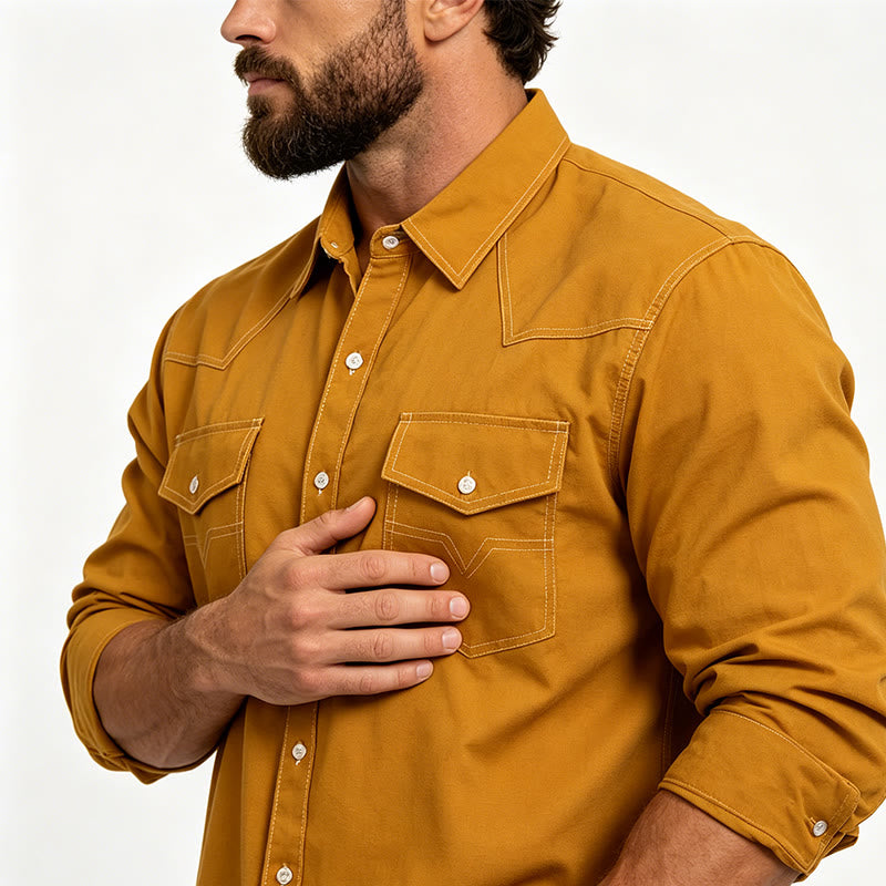Men's Retro Western Casual Button-Down Long Sleeve Shirt - image 3