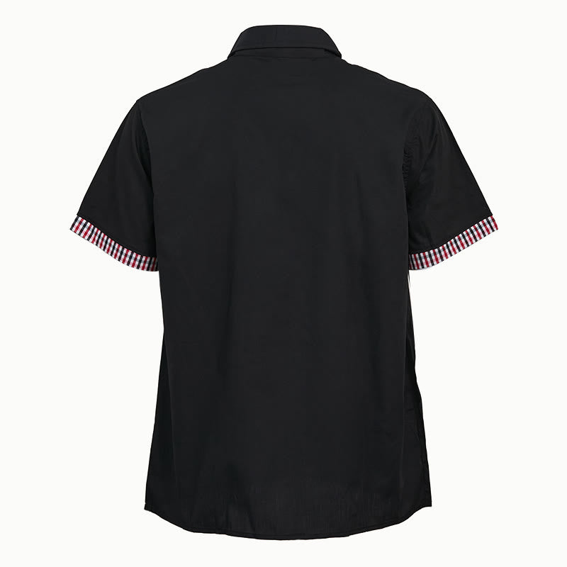Men's Casual Plaid Trim Chest Pocket Short Sleeve Shirt - image 5