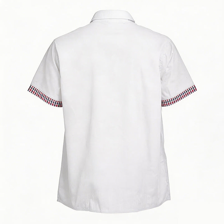 Men's Casual Plaid Trim Chest Pocket Short Sleeve Shirt - image 7