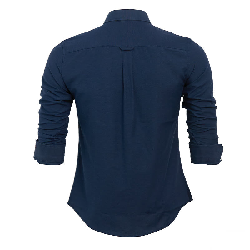 Men's Casual Loose Long Sleeve Solid Button Shirt - image 7