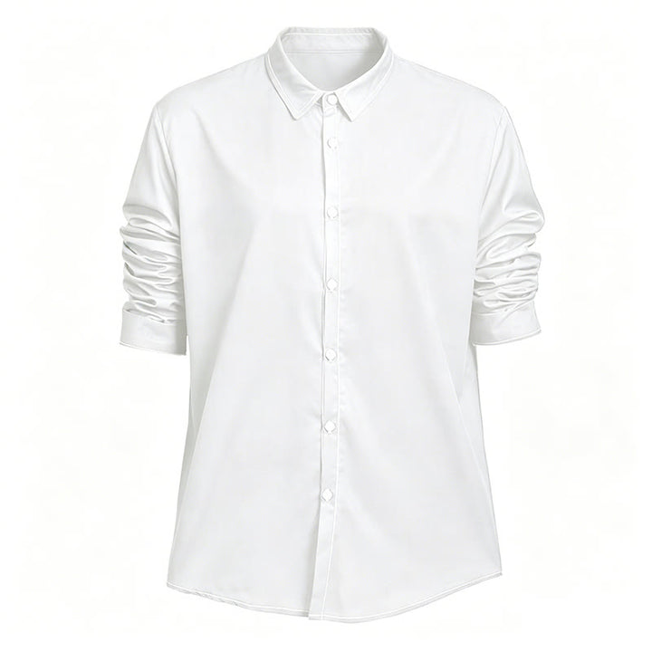Men's Retro Style Long Sleeve Sophisticated Shirt - White - 6XL - image 23