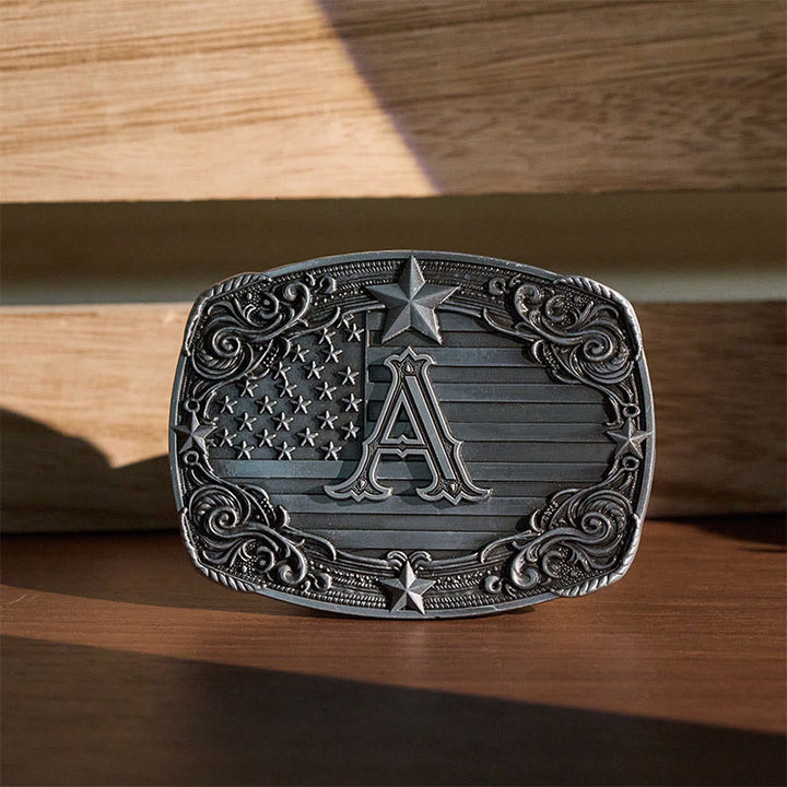 Western Star Flag Initial Letter DIY Buckle Leather Belt - A - Without Belt - image 0
