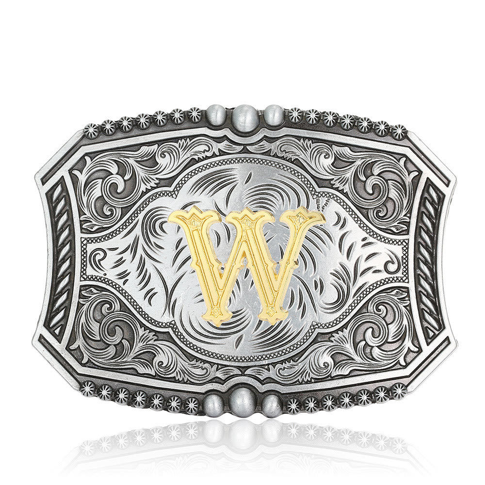 Vintage Initial Letter Square DIY Buckle Leather Belt - W - Without Belt - image 26