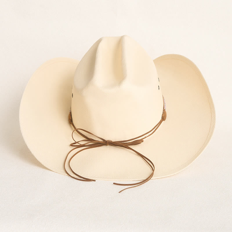 Rigid Straw Cowboy Hat Wide Brim Sun Protection Hat - image 5