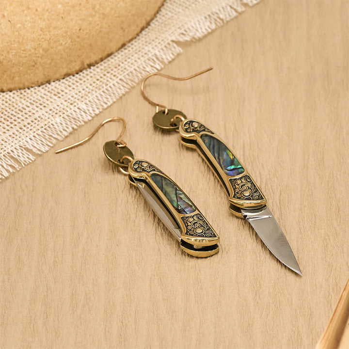 Frontier Spirit Rugged Abalone Pocket Knife Earrings - image 3