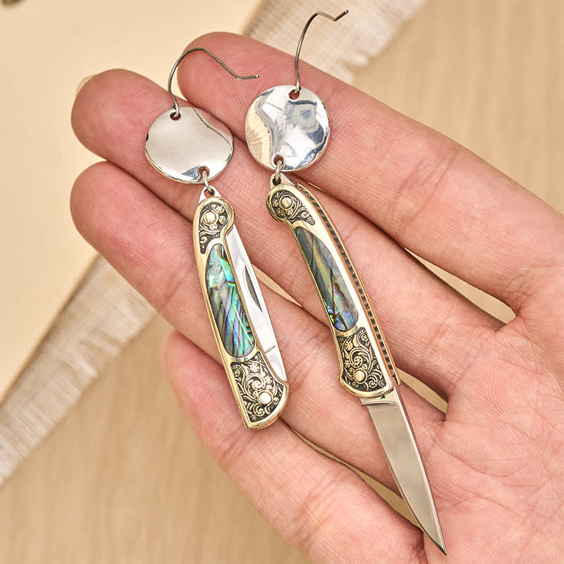 Frontier Spirit Rugged Abalone Pocket Knife Earrings - image 6