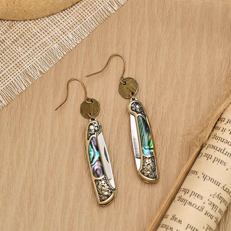 Frontier Spirit Rugged Abalone Pocket Knife Earrings - image 4