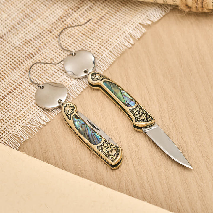 Frontier Spirit Rugged Abalone Pocket Knife Earrings - image 10