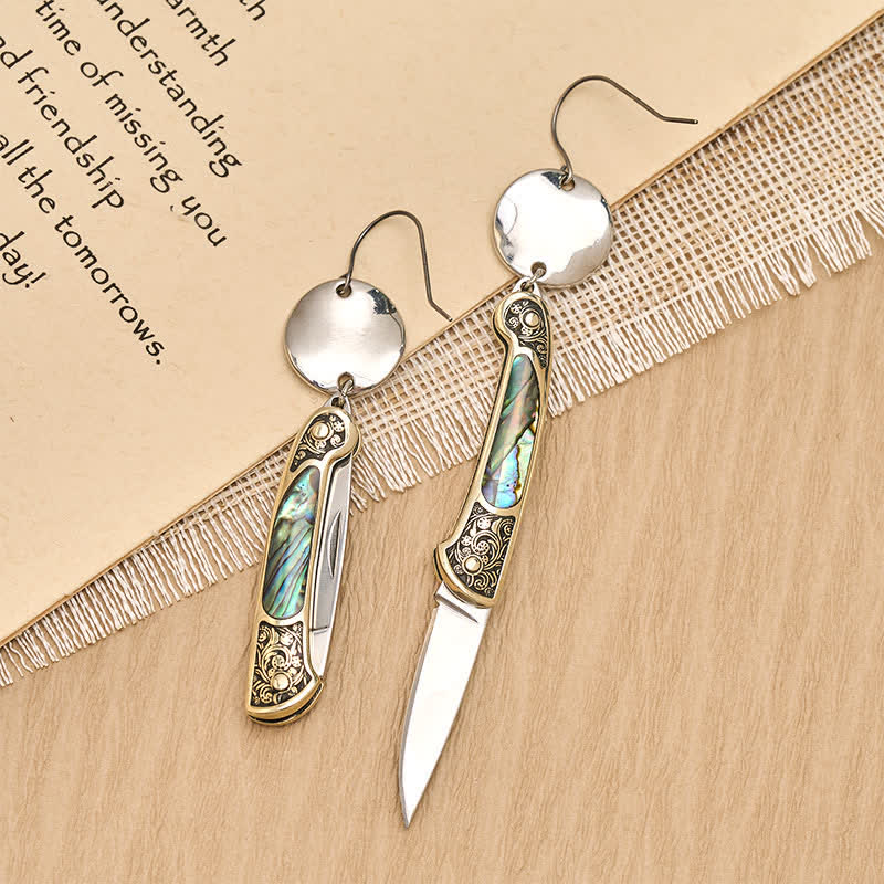 Frontier Spirit Rugged Abalone Pocket Knife Earrings - image 8