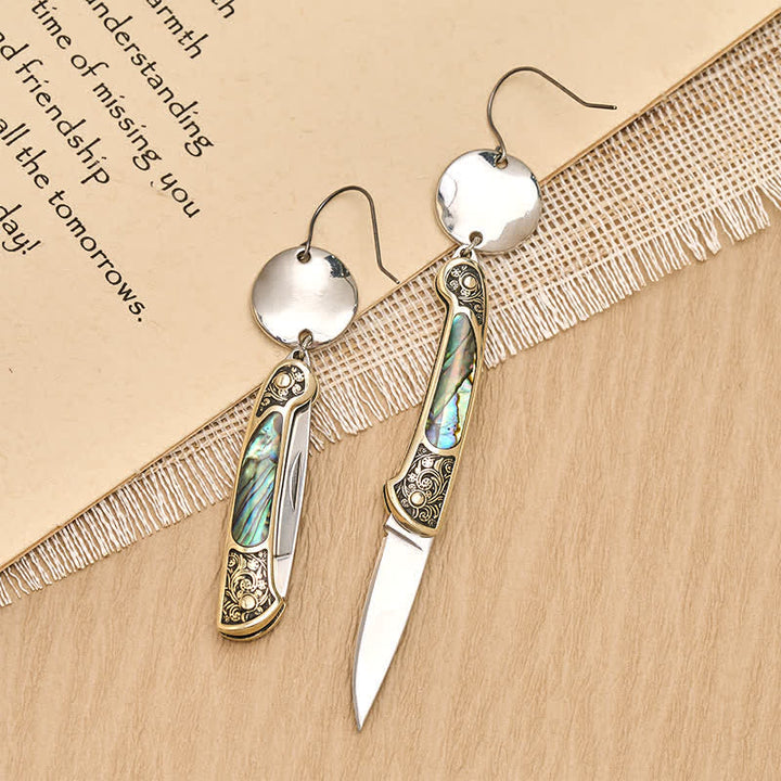 Frontier Spirit Rugged Abalone Pocket Knife Earrings - image 8