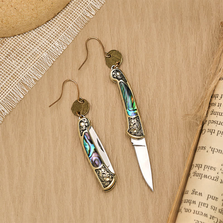 Frontier Spirit Rugged Abalone Pocket Knife Earrings - image 2