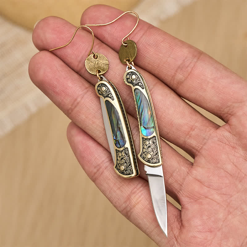 Frontier Spirit Rugged Abalone Pocket Knife Earrings - image 1