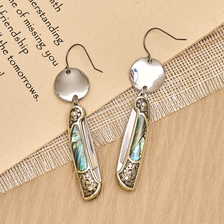 Frontier Spirit Rugged Abalone Pocket Knife Earrings - image 7
