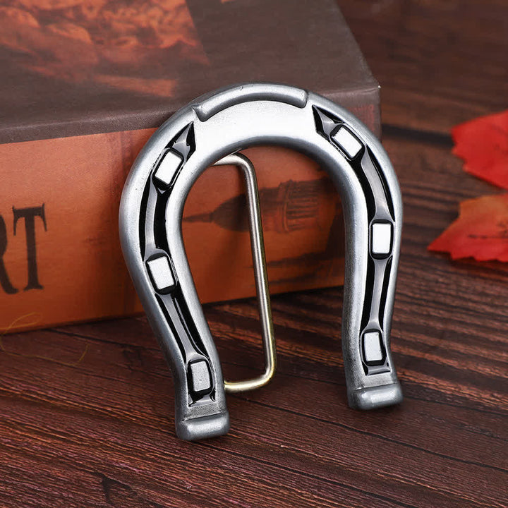 Western Luck Horseshoe-Shaped DIY Buckle Leather Belt - image 2