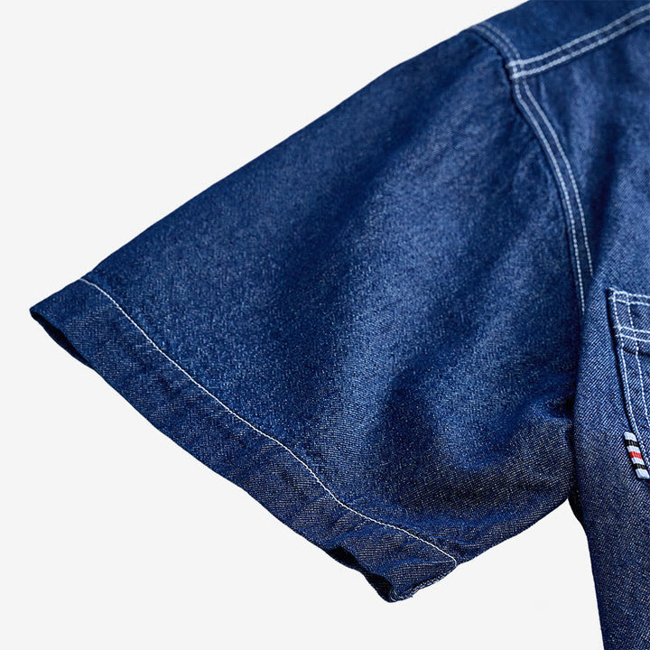 Men's Casual Daily Wear Cotton Short Sleeve Denim Shirt - image 5