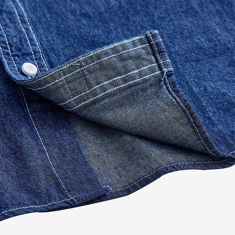 Men's Casual Daily Wear Cotton Short Sleeve Denim Shirt - image 6