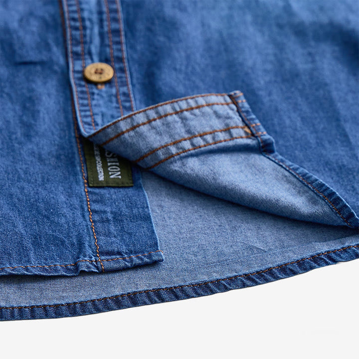 Men's Casual Vintage Washed Short Sleeve Denim Shirt - image 7