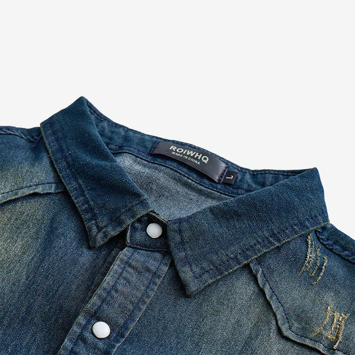 Men's Fashion Slim Fit Long Sleeve Denim Button Up Shirt - image 4