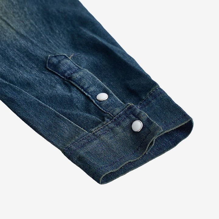 Men's Fashion Slim Fit Long Sleeve Denim Button Up Shirt - image 8