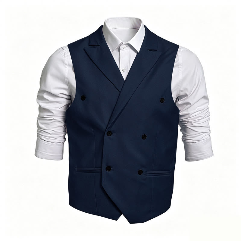 Men's Slim Fit Double Breasted Formal Dress Vest - Navy Blue - 6XL - image 4
