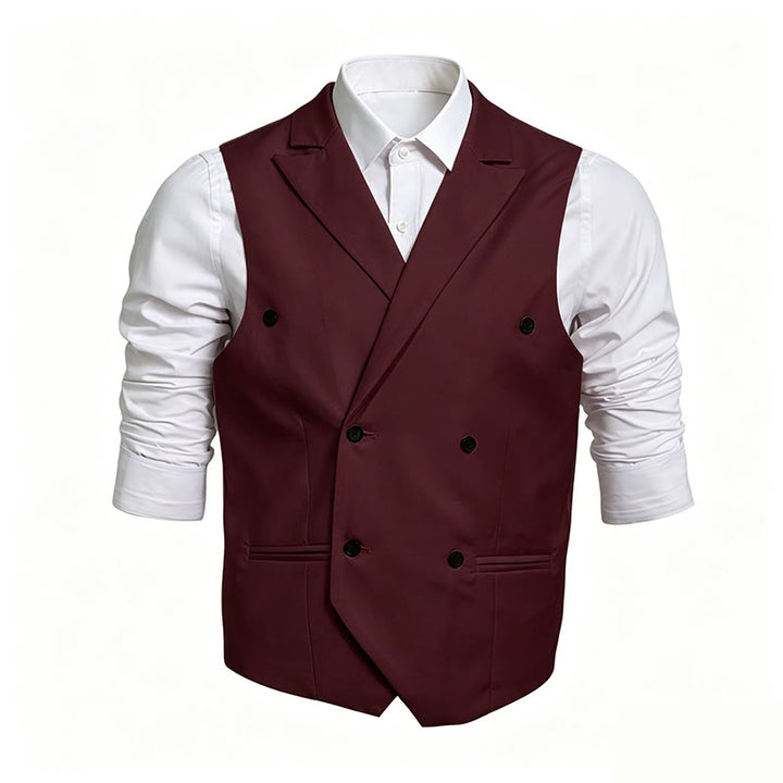 Men's Slim Fit Double Breasted Formal Dress Vest - Wine - 6XL - image 6