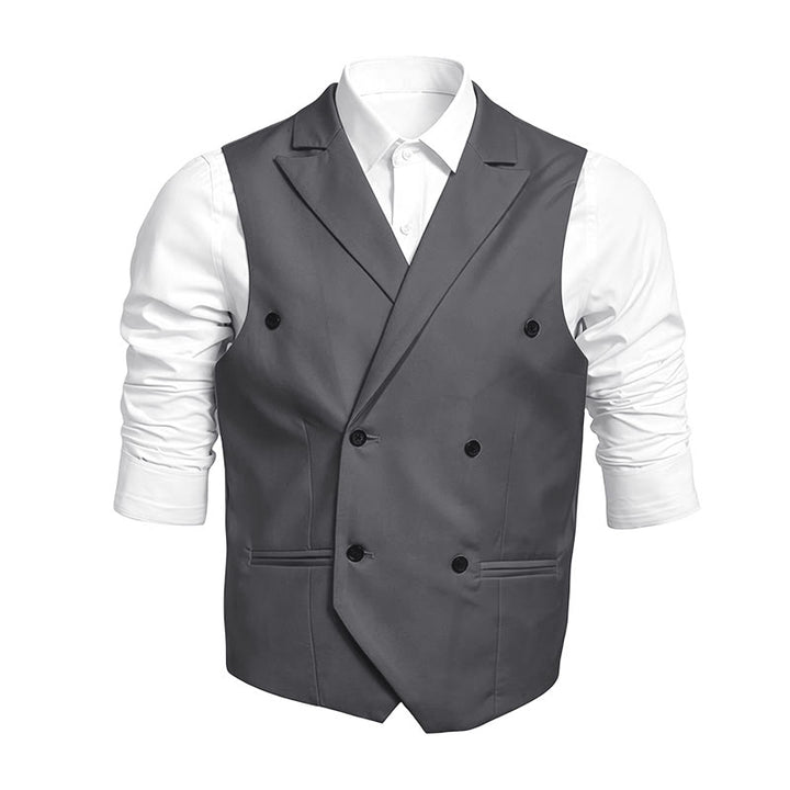 Men's Slim Fit Double Breasted Formal Dress Vest - Grey - 6XL - image 3