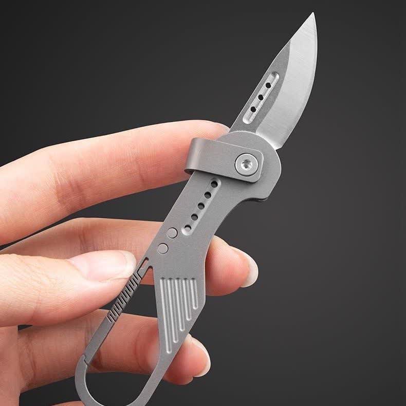 Titanium-Style Folding Knife EDC-Tool With Carabiner Clip - image 2