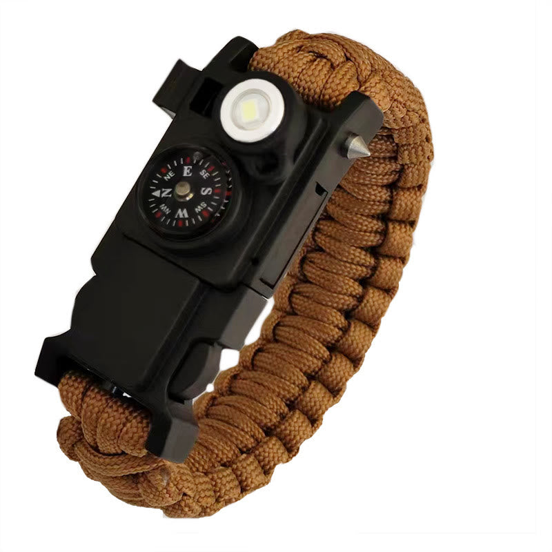 Lightweight LED Light Compass Emergency Survival Paracord Bracelet - Brown - image 6