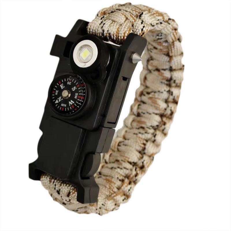 Lightweight LED Light Compass Emergency Survival Paracord Bracelet - Earth Camouflage - image 4