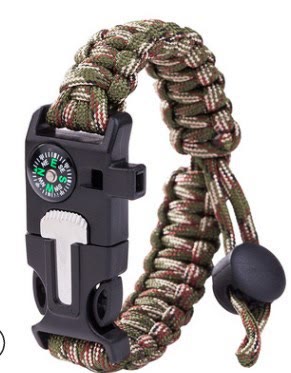 Adjustable Compass Fire Starter Emergency Paracord Survival Bracelet - Green & Red Camouflage - image 7